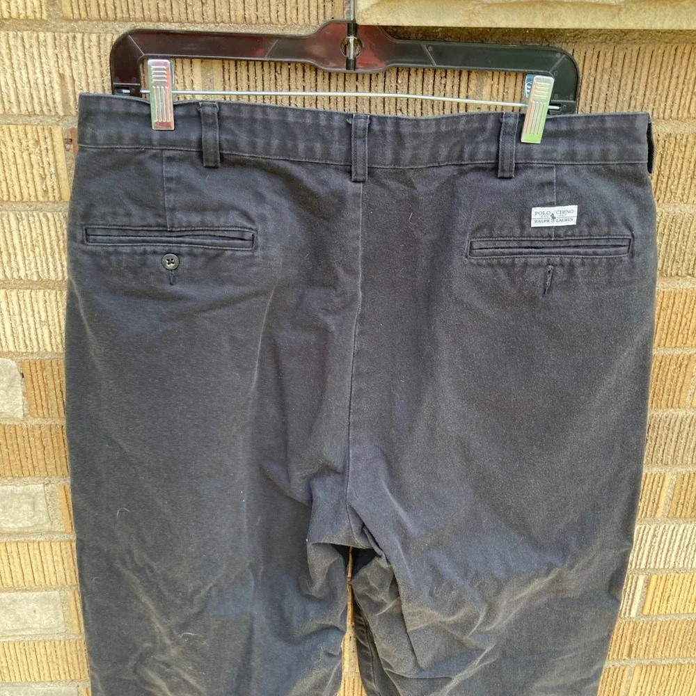 Polo Ralph Lauren Andrew Pant Mens 36x30 Black Double Pleated Chino Trousers Y2K